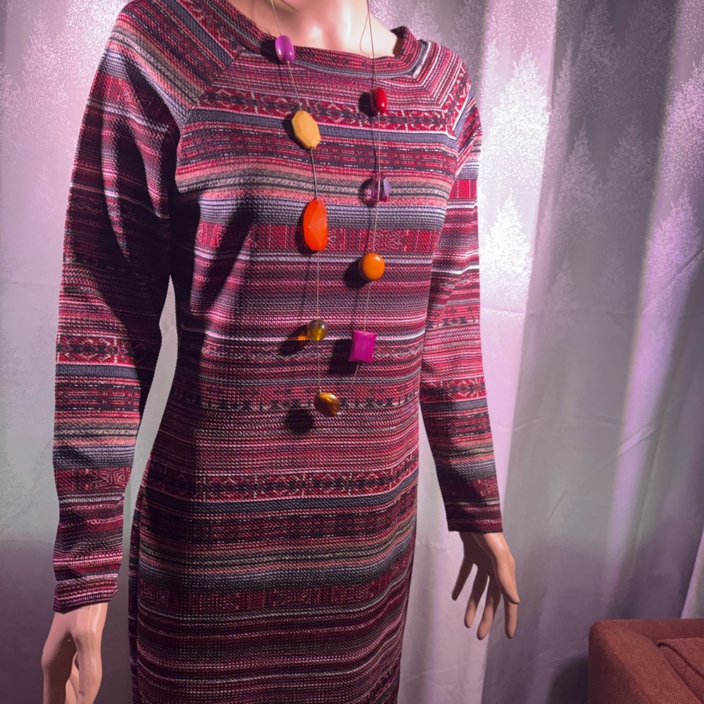 Elegant Striped Pink Dress